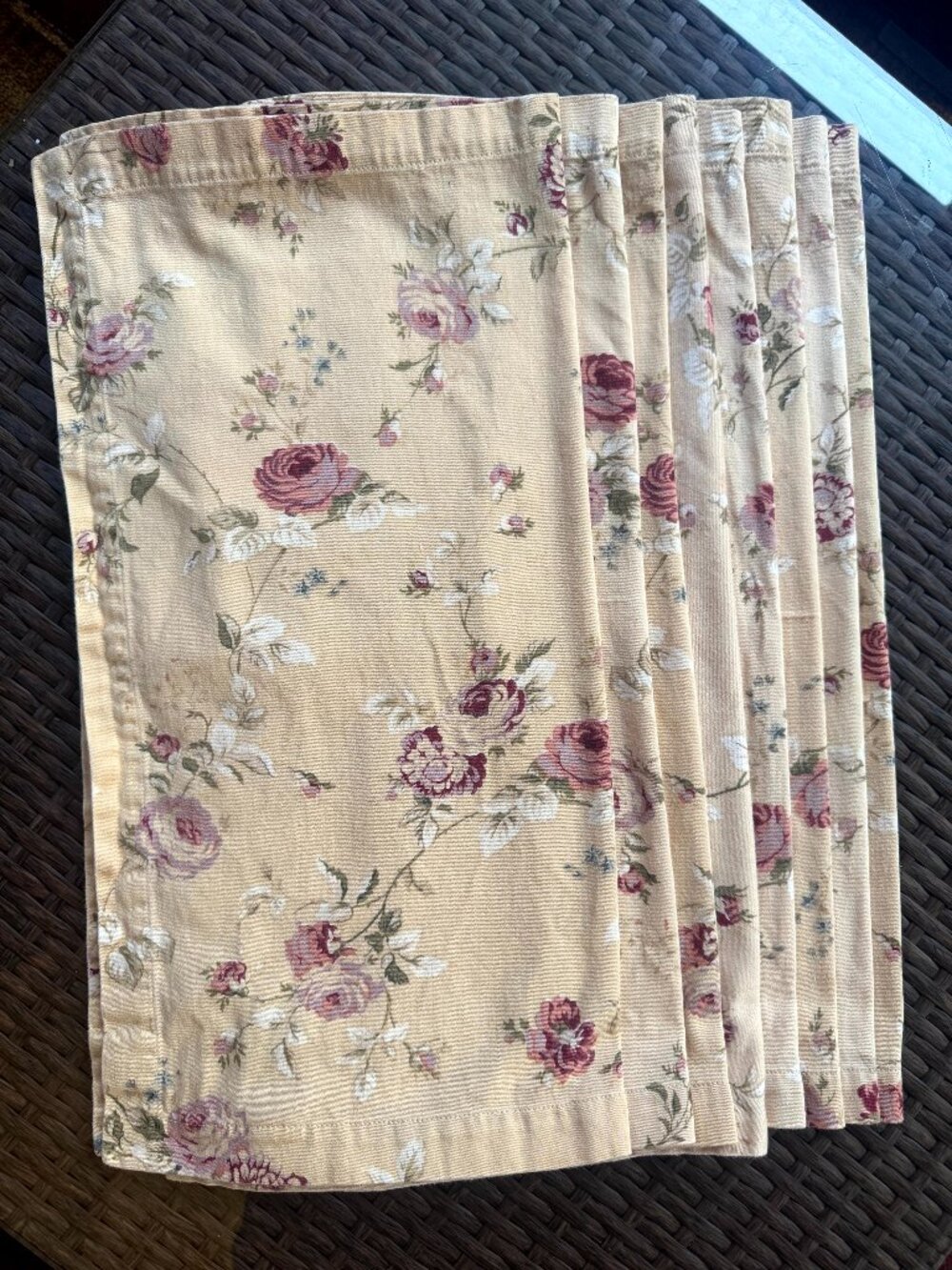 Waverly Sonata Rose Floral Harbor House 100% Cotton 19"x19" Napkins Set of 8